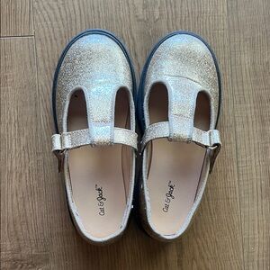 Cat & Jack Girls' Sparkle T-Strap Dress Shoes - gold